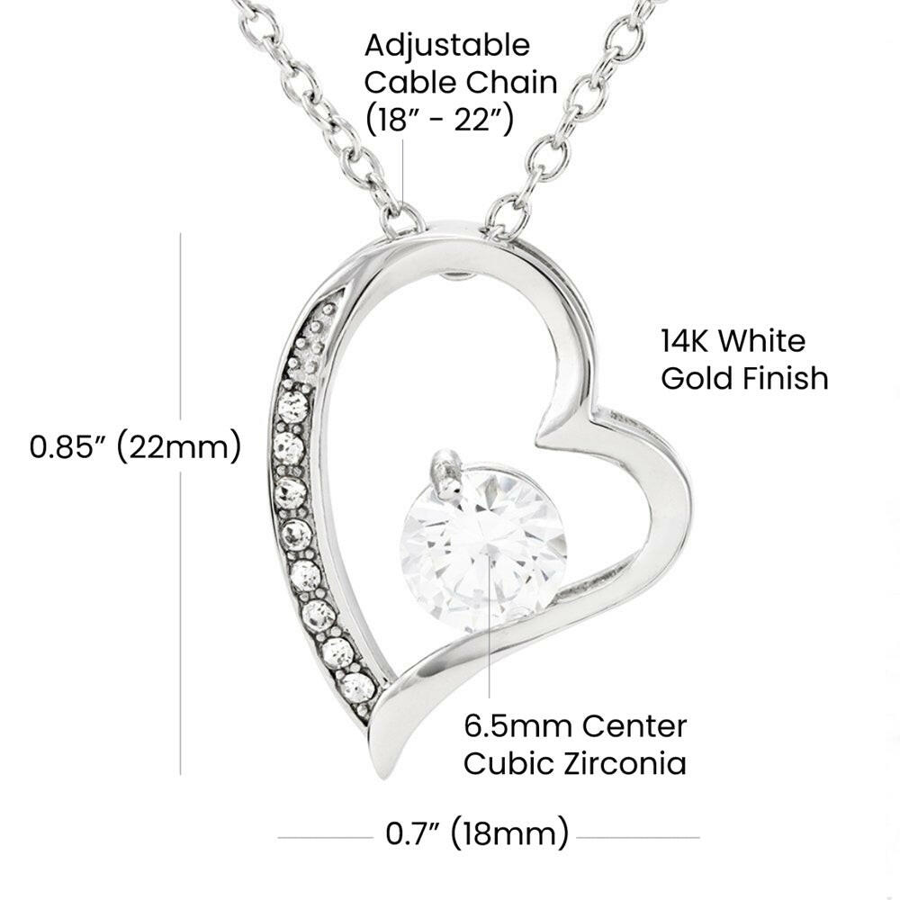 Curved Heart Pendant Necklace with Sparkling Cubic Zirconia - Custom Background Personalized Gift - Luxuriof