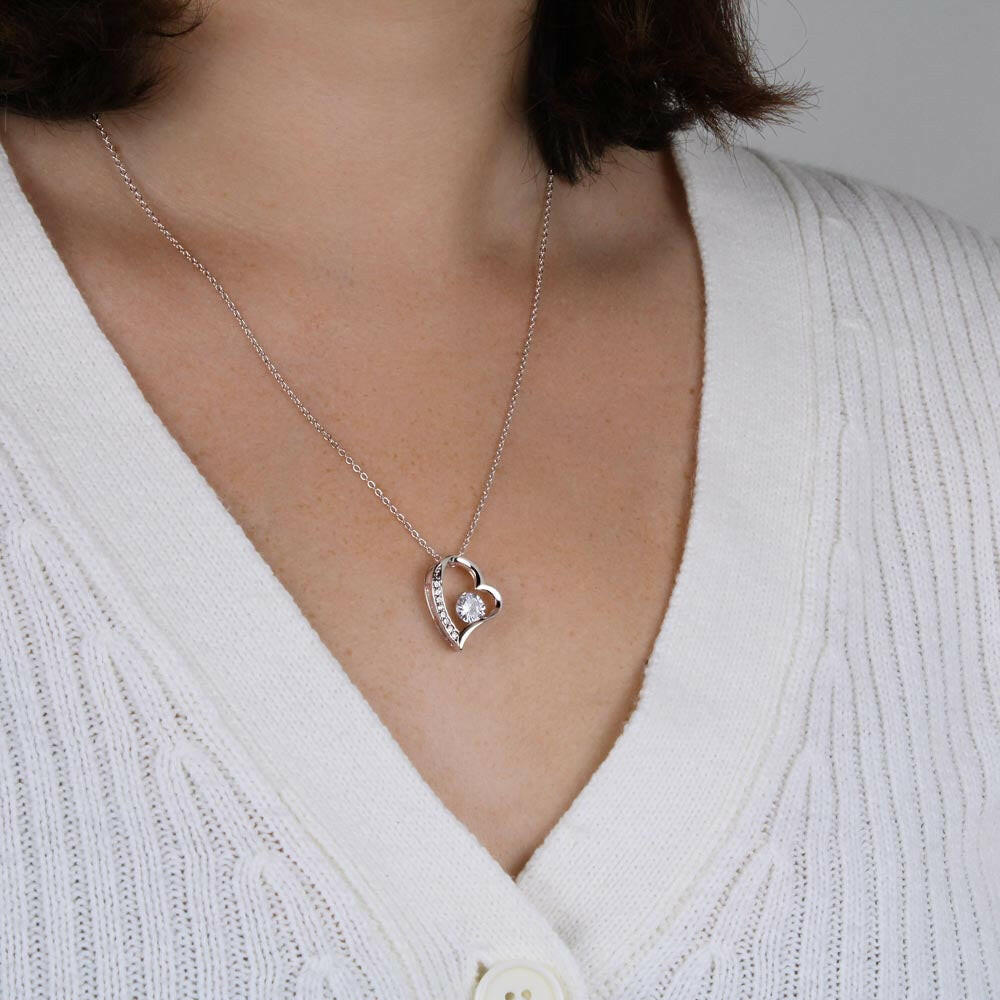 Curved Heart Pendant Necklace with Sparkling Cubic Zirconia - Custom Background Personalized Gift - Luxuriof