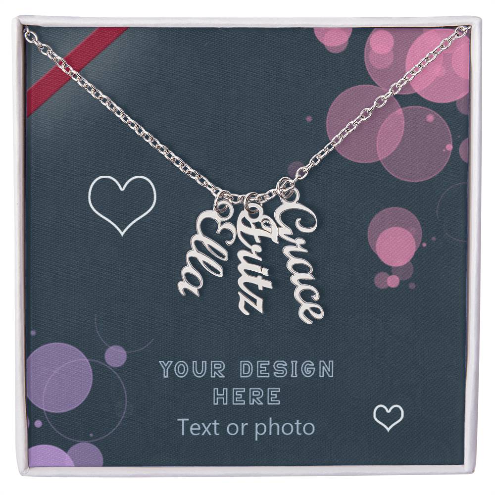 Multi-Vertical Name Chunky Necklace - Custom Background Personalized Gift - Luxuriof