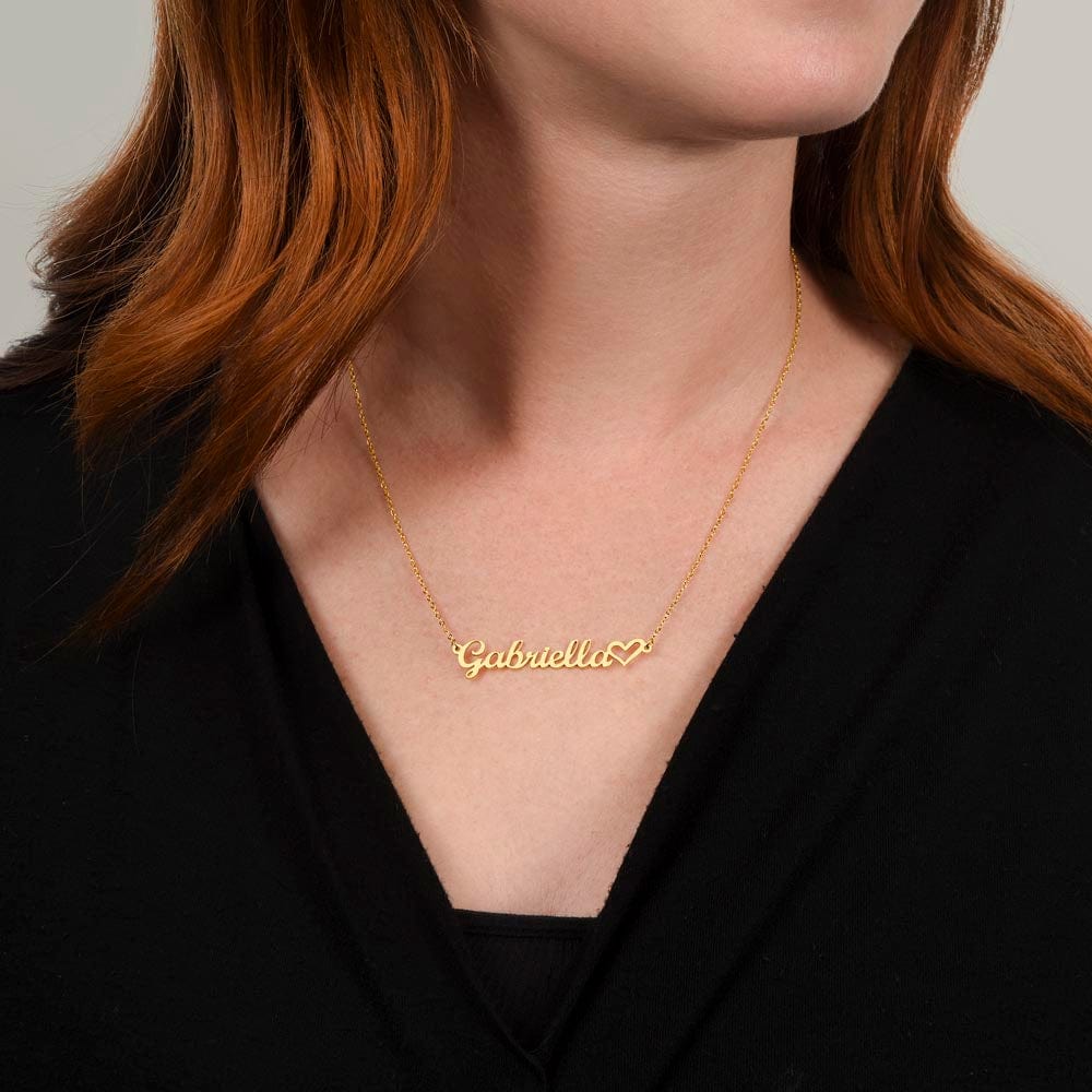 Name Chunky Necklace with Heart - Custom Background Personalized Gift - Luxuriof