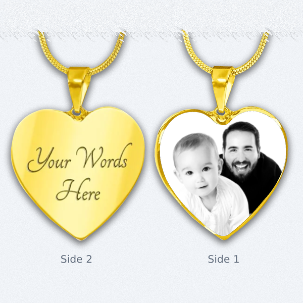 Heart Pendant Necklace with Custom Photo and Engraving Name - Customizable Gift - Luxuriof