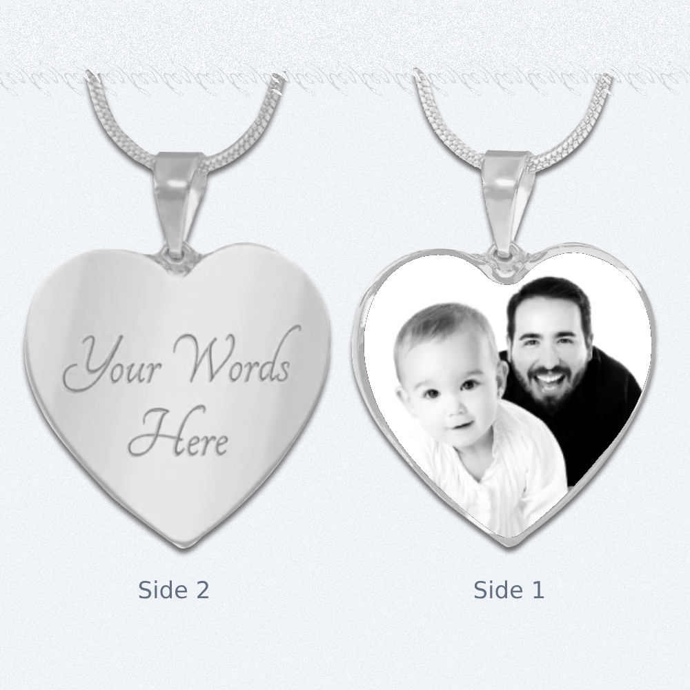 Heart Pendant Necklace with Custom Photo and Engraving Name - Customizable Gift - Luxuriof