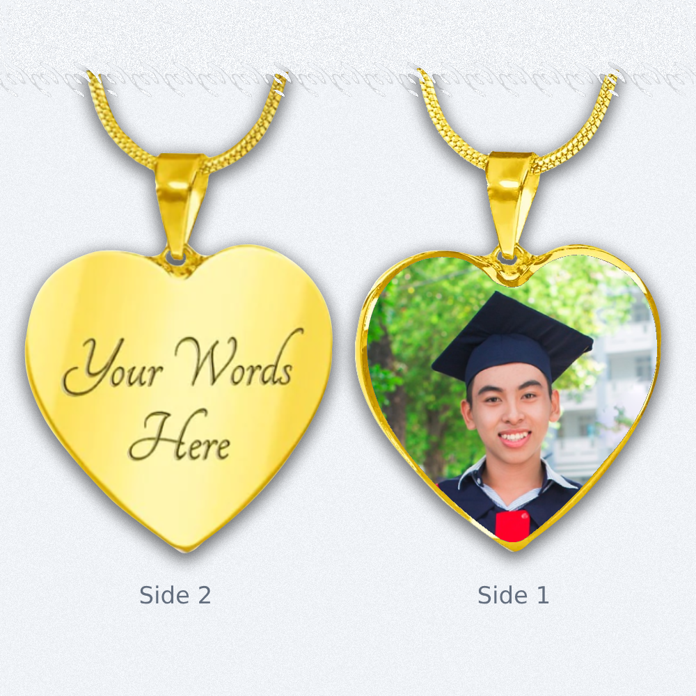 Heart Pendant Necklace with Custom Photo and Engraving Name - Customizable Gift - Luxuriof