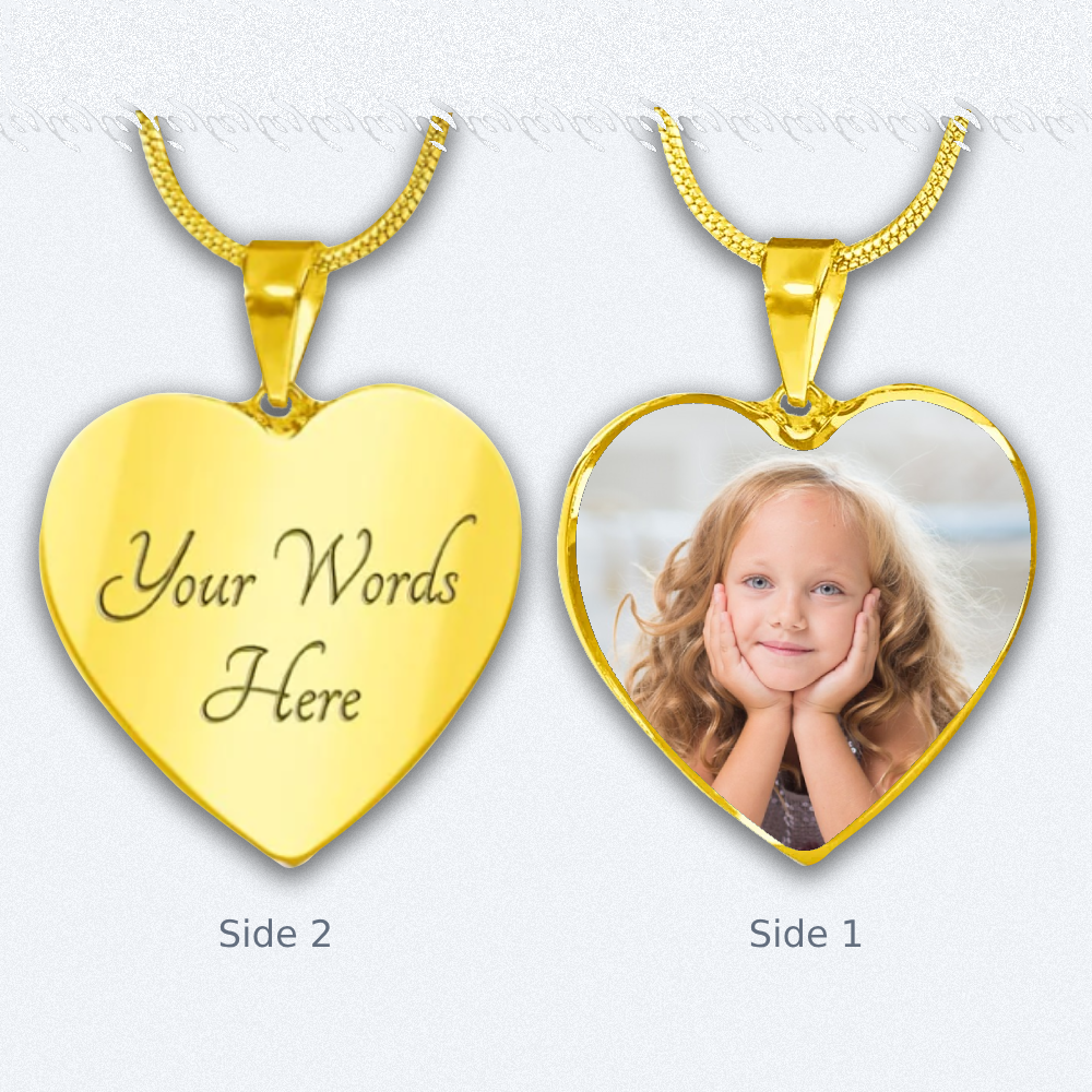 Heart Pendant Necklace with Custom Photo and Engraving Name - Customizable Gift - Luxuriof