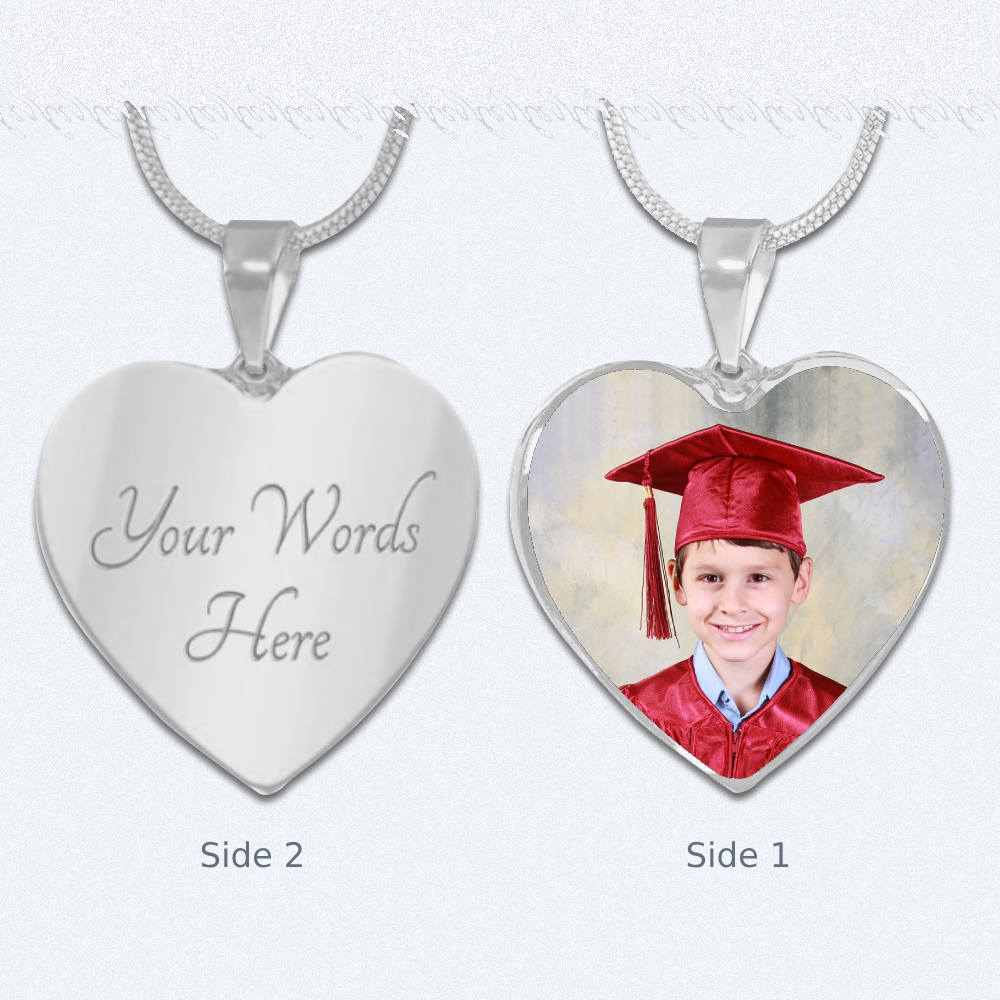 Heart Pendant Necklace with Custom Photo and Engraving Name - Customizable Gift - Luxuriof