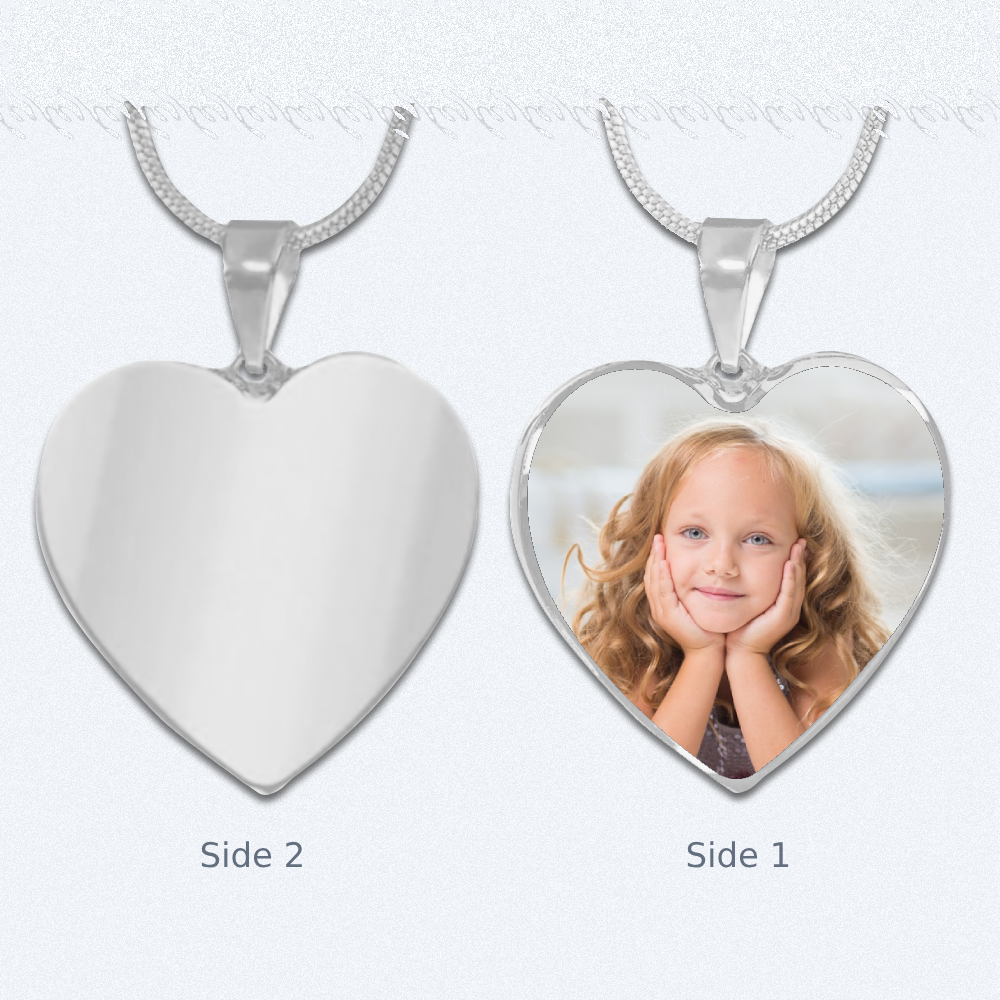 Heart Pendant Necklace with Custom Photo and Engraving Name - Customizable Gift - Luxuriof