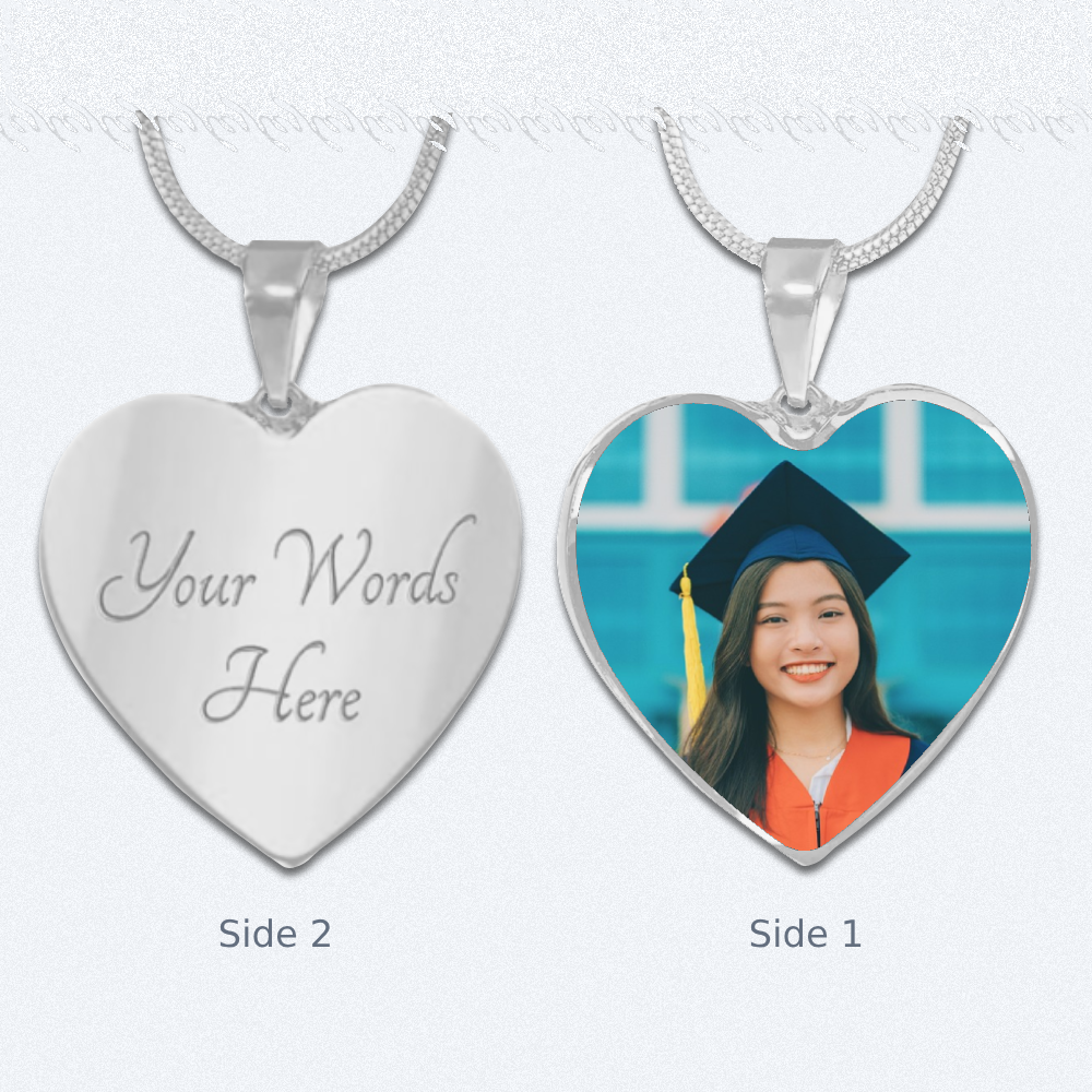 Heart Pendant Necklace with Custom Photo and Engraving Name - Customizable Gift - Luxuriof