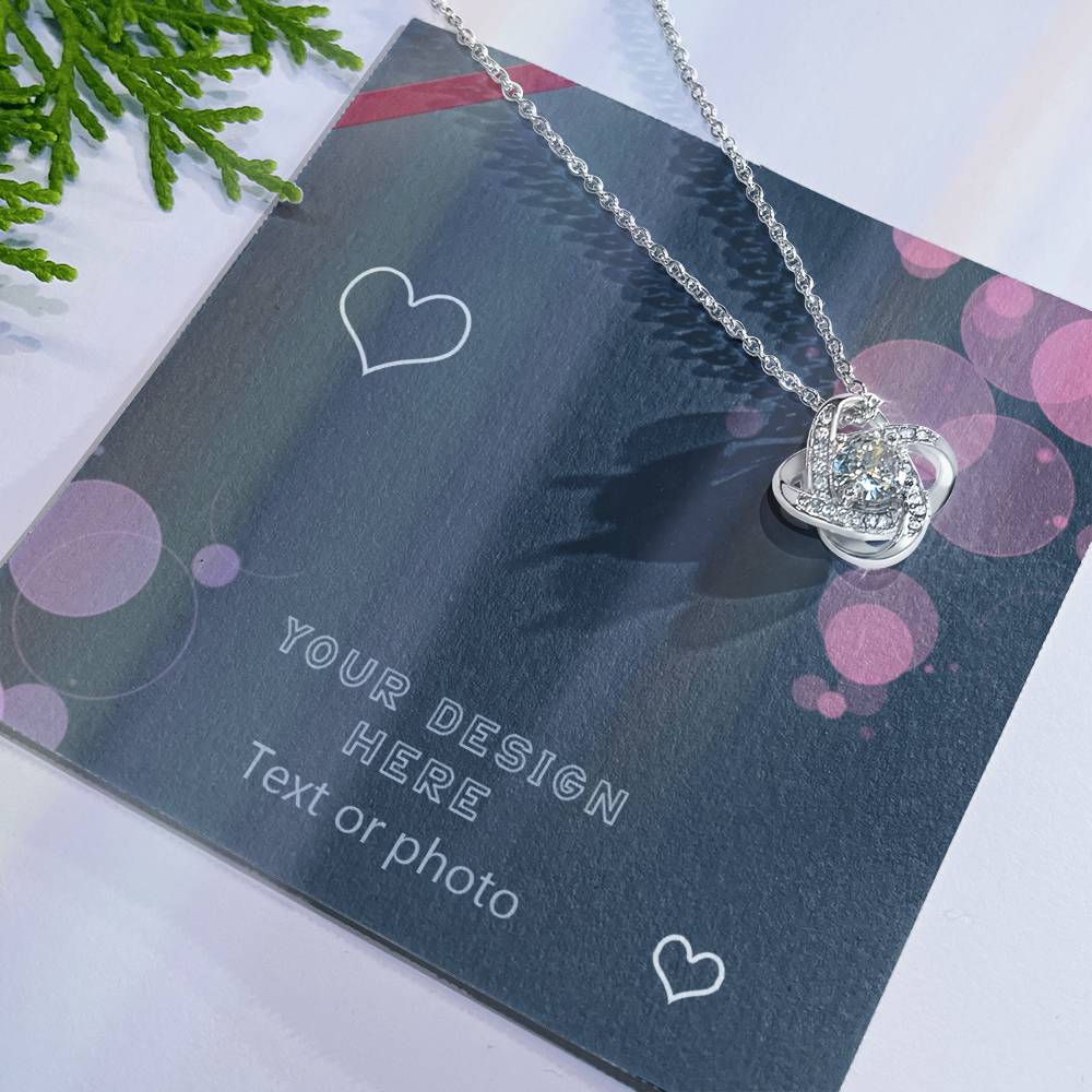 Knot Necklace with Sparkling Cubic Zirconia Crystal - Custom Background Personalized Gift - Luxuriof