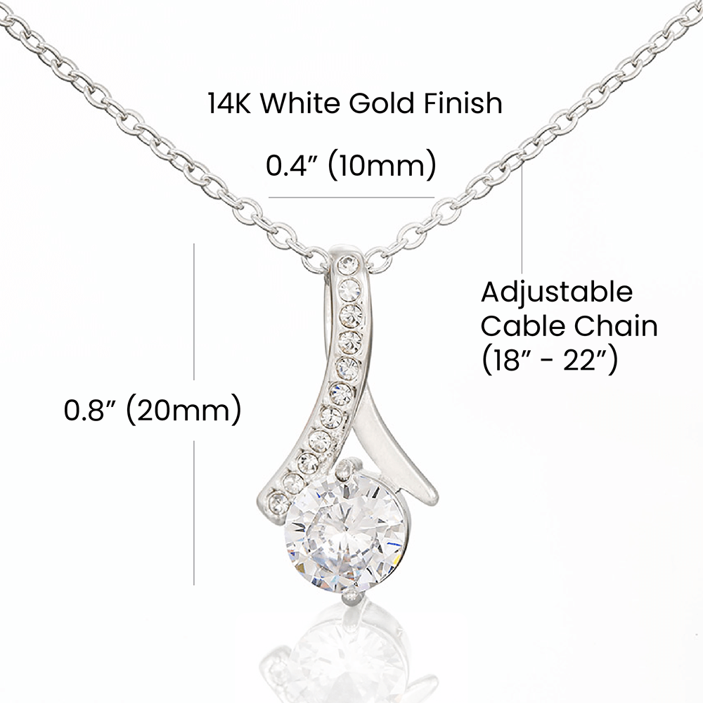 Ribbon Pendant Necklace with Cubic Zirconia Crystal - Custom Background Personalized Gift - Luxuriof